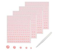 SHUBEIEUMI 900 Pcs Autocollants De Perles Auto Adhésifs, 2/3/4/5/6 mm Demi-Perles Autocollantes avec Pince à épiler, pour Strass Visage Maquillage Décoration Ongles Strass DIY Scrapbooking-Rose