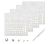 SHUBEIEUMI 900 Pcs Autocollants De Perles Auto Adhésifs, 2/3/4/5/6 mm Demi-Perles Autocollantes avec Pince à épiler, pour Strass Visage Maquillage Décoration Ongles Strass Bijoux DIY Scrapbooking