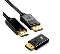 SHUBEIEUMI Adaptateur Displayport vers HDMI, 4K Câble DisplayPort vers HDMI, 1M DP vers HDMI Cable avec Adaptateur, Compatible avec HDTV, HP, moniteur, ordinateur portable, projecteur, bureau, etc.