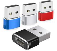 SHUBEIEUMI Adaptateur USB vers USB C 4 Pack, Adaptateur Type C Femelle USB A Mâle, Charge Rapide et Transfert des Données, Adaptateur pour 13 14 15 16 Pro Max, Samsung Galaxy S23 S24 A54, Pad Pro Air