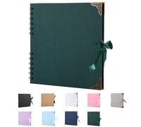 SHUBEIEUMI Album Photo Scrapbooking, 60 Pages Album Scrapbooking, 20,5 x 20,5 cm, Album Photos pour Les Voyages en Famille, Mariage, Noël (Vert Foncé)