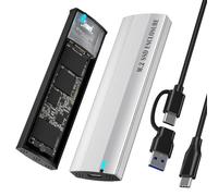 SHUBEIEUMI Boîtier SSD M.2 NVME, USB 3.1 Gen 2 10Gbps Boîtier Disque Dur SSD M.2 NVME SATA pour 2230/2242/2260/2280/NVME M-Key(B+M Key), SATA B+M Key, Argent