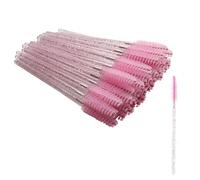 SHUBEIEUMI Brosses à Cils Jetables, 50PCS Pinceaux à Cils Jetables, Brosse à Sourcils, Outil de Maquillage Mascara, Applicateur Poignée en Cristal (Rose)