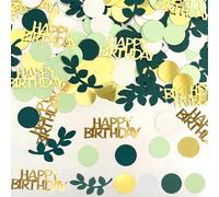 SHUBEIEUMI Confettis Anniversaire, 100 Pièces Confettis Décoration Anniversaire, Vert et Or en PVC