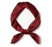 SHUBEIEUMI Écharpe carrée unie en mousseline de soie pour femme, écharpe de cou unie douce, foulard pour femme, 70 cm x 70 cm (rouge vin)