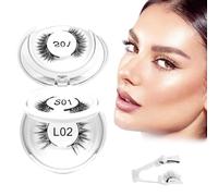 SHUBEIEUMI Faux Cils Magnetique, 2 Paires Réutilisable Sans Colle Cils, faux Cils Magnetique Naturel avec Applicateur, Facile à Utiliser
