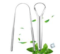 SHUBEIEUMI Gratte Langues, Lot de 2 Gratte Langue en Acier Inoxydable, Forme de U Gratte Langue en Acier Inoxydable en Métal Fait à la Main, Guérit la Mauvaise Haleine Pour le Nettoyage De la Bouche