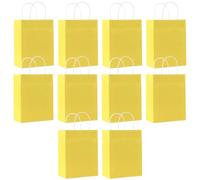 SHUBEIEUMI Lot de 10 Sacs Cadeaux en Kraft Avec Poignées, 21x15x8 cm Petite Taille Sacs en Papier pour Anniversaires, Mariages, Baby Showers-Jaune