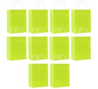 SHUBEIEUMI Lot de 10 Sacs Cadeaux en Kraft Avec Poignées, 21x15x8 cm Petite Taille Sacs en Papier pour Anniversaires, Mariages, Baby Showers-Vert Clair