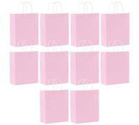 SHUBEIEUMI Lot de 10 Sacs Cadeaux en Kraft Avec Poignées, 21x15x8 cm Petite Taille Sacs en Papier pour Anniversaires, Mariages, Baby Showers-Rose
