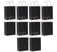 SHUBEIEUMI Lot de 10 Sacs Cadeaux en Kraft Avec Poignées, 21x15x8 cm Petite Taille Sacs en Papier pour Anniversaires, Mariages, Noir