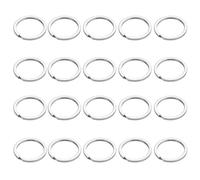 SHUBEIEUMI Lot de 20 Porte-Clés 304 en Acier inoxydable, Porte-Clés de 25 mm, Porte-Clés Plats, Convient Pour Clé de Maison Clé de Voiture et DIY Artisanat d'art