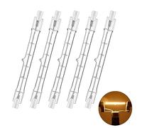 SHUBEIEUMI Lot de 5 R7S Ampoule Halogène 2600LM, 160W Tige Halogène R7S 118mm, Blanc Chaud 2800K Projecteur Halogène pour l’éclairage de Paysage, Sécurité, Lampadaire