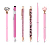 SHUBEIEUMI Lot de 6 Stylos à Bille pour Femme, Stylos à Bille Diamant Stylo en Métal, À paillettes, En métal, pour les Femmes Filles Demoiselle d'honneur