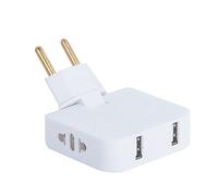 SHUBEIEUMI Prise Multiple, Multiprise avec 4 Prises, Multiprise avec Tête Rotative à 180 Degrés, Prise Multiple avec 2 Adaptateurs Européens et 2 Prise USB, 110-250V (Blanc)