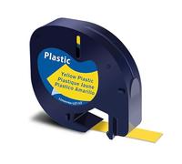 SHUBEIEUMI Ruban pour Étiqueteuse Compatible pour Dymo LetraTag 91222 91202 91332 Ruban Plastique 12mm x 4m Jaune sur Noir, for LT-100H LT-100T XR LT-110T 200B Label Printers