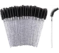 Shubeieumi S À Cils Jetables, 50pcs Pinceaux À Cils Jetables, À Sourcils, Outil De Maquillage Mascara, Applicateur Poignée En Cristal (Noir)