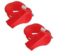 SHUBEIEUMI Sifflets, Lot de 2 Sifflets de Sport, Sifflet en Plastique avec Cordon, Sonores forts Parfaits pour Sports,Basketball,Football,Sauveteur (Rouge)