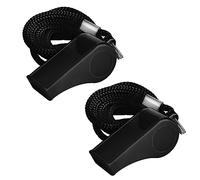 SHUBEIEUMI Sifflets, Lot de 2 Sifflets de Sport, Sifflet en Plastique avec Cordon, Sonores forts Parfaits pour Sports,Basketball,Football,Sauveteur (Noir)