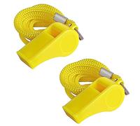 SHUBEIEUMI Sifflets, Lot de 2 Sifflets de Sport, Sifflet en Plastique avec Cordon, Sonores forts Parfaits pour Sports,Basketball,Football,Sauveteur (Jaune)