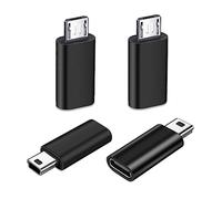 SHUBEIEUMI USB C Adaptateur, 4 Pièces Adaptateur Micro/Mini USB vers USB C, Prise en Charge Rapide 2.4A, Compatible avec PC, Appareil Photo Numérique et Phone