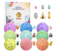 SHUCHING 9 PCS Grand Bombes de Bain Enfants avec Jouets, Boules de Bain Enfants avec Surprise, Bio Naturel Pour Garcons Filles Halloween Noël Anniversaire