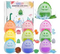 SHUCHING 9 PCS Grand Bombes de Bain Enfants avec Jouets, Dinosaure Boules de Bain Enfants avec Surprise, Bio Naturel Pour Garcons Filles Halloween Noël Anniversaire