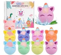 SHUCHING 9 PCS Grand Bombes de Bain Enfants avec Jouets, Licorne Boules de Bain Enfants avec Surprise, Bio Naturel Pour Garcons Filles Halloween Noël Anniversaire