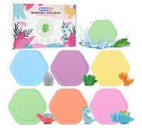 SHUCHING Bombes de Bain Enfants, 6 Boules de Bain avec Jouet Surprise Dinosaures, Bain Moussant Bebe Naturel pour Garçons et Filles, Coffret Cadeau Pour Pâques Halloween Noël Anniversaire