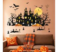 SHUCHING Grand Stickers Muraux Halloween Château Antique | Autocollant Mural D'horreur, Décoration Murale Halloween pour Chambre Salon