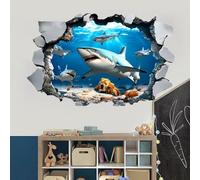 SHUCHING Stickers Muraux 3D Requins pour Salle de Bain