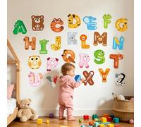 SHUCHING Stickers Muraux Alphabet des Animaux, Autocollant Mural Animaux ABC éducatifs, Décoration Murale pour Chambre Enfants Bébé Crèche Salle de Classe