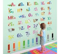 SHUCHING Stickers Muraux Alphabet Enfants, Autocollant Mural Couleur et Chiffres, Décoration Murale pour Chambre Bébé Pépinière