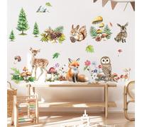 SHUCHING Stickers Muraux Animaux de la Forêt, Stickers Mural Cerf Renard Hibou, Décoration Murale Chambre Enfants Bébé