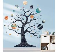 SHUCHING Stickers Muraux Arbre Géant du Système Solaire, Autocollant Mural Espace Planètes, Décoration Murale Chambre Enfants Bébé Pépinière Salle de Jeux