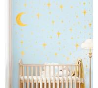 SHUCHING Stickers Muraux Étoiles Scintillantes, Autocollant Mural Étoiles et Lunes Dorées, Décoration Murale pour Chambre Enfants Salon Plafond