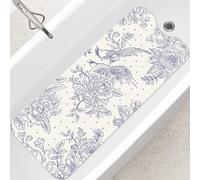 SHUCHING Tapis de Baignoire Antidérapant Fleurs et Oiseaux 100 X 40 cm | Tapis de Bain Antidérapant, Tapis de Douche Lavable en Machine et Anti Moisissure