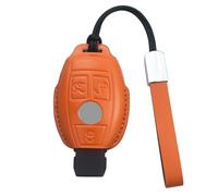 ShuDay Coque de clé compatible avec Mercedes Benz CLS CLK AMG CLK GLC GLK GLE GLS ML SL SLK A C E R S G Class Support en cuir Protection intérieure de voiture Accessoires (Orange)
