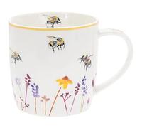 Shudehill Giftware Busy Bees Collection Jennifer Rose Gallery Tasse à thé et café Motif floral Blanc