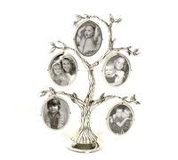 Shudehill Giftware Cadre Photo de Famille en Forme d’Arbre généalogique Antique plaqué Argent. Peut contenir 5 Photos. pour Offrir, décorer la Maison