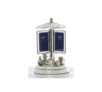 Shudehill Giftware Cadre photo musical rond point tournant pour chambre d'enfant Cadeau de baptême 26,8 x 19 cm, Argenté.
