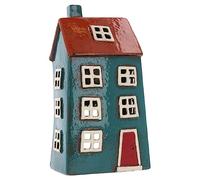 Shudehill Giftware Ceramic Village Pottery Photophore de Couleur vive, Beau Cadeau de Pendaison de crémaillère, décoration d'intérieur, bougeoir... (Bleu/Bleu foncé)