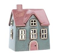 Shudehill Giftware Ceramic Village Pottery Photophore de Couleur vive, Beau Cadeau de Pendaison de crémaillère, décoration d'intérieur, bougeoir... (Gris/Rose)