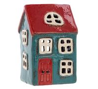 Shudehill Giftware Ceramic Village Pottery Photophore de Couleur vive, Beau Cadeau de Pendaison de crémaillère, décoration d'intérieur, bougeoir... (Bleu/Rouge)