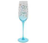 Shudehill Giftware Flûte en verre coloré doré moucheté pour anniversaire - Cadeau d'anniversaire 18, 21, 30, 40, 50, 60, 70e anniversaire (50)