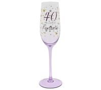 Shudehill Giftware Flûte en verre coloré doré moucheté pour anniversaire - Cadeau d'anniversaire 18, 21, 30, 40, 50, 60, 70e anniversaire (40)