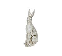 Shudehill Giftware Large Country Cream Sitting Hare Ornament, White-Silver Grey