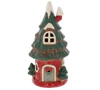 Shudehill Giftware Maisons de bougies chauffe-plat en céramique pour village de Noël, motifs de Noël rouges et blancs, beaucoup de motifs au choix (cabane dans les arbres)