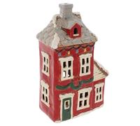 Shudehill Giftware Maisons de bougies chauffe-plat en céramique pour village de Noël, motifs de Noël rouges et blancs, beaucoup de motifs au choix (maison de couronne)