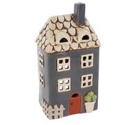 Shudehill Giftware Village Pottery Photophore en céramique Motif Maison Florale Gris foncé